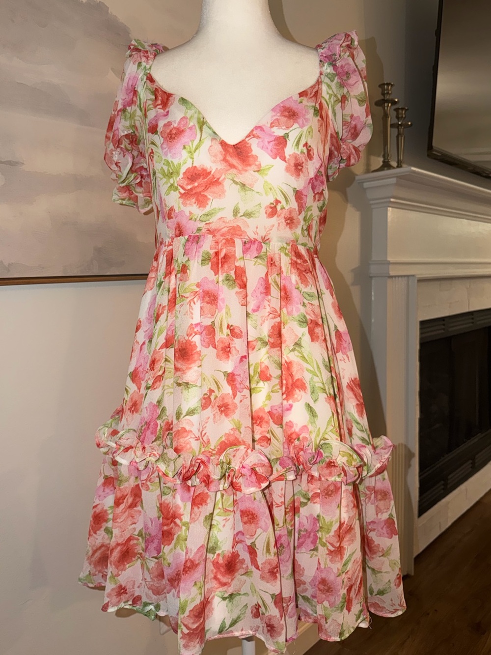 Mod On Trend Floral Ruffle Mini Dress